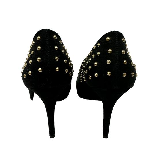 Mossimo Vernie Almond Toe Heels Women's Size 9 Black Studded Faux Suede - Picture 4 of 7